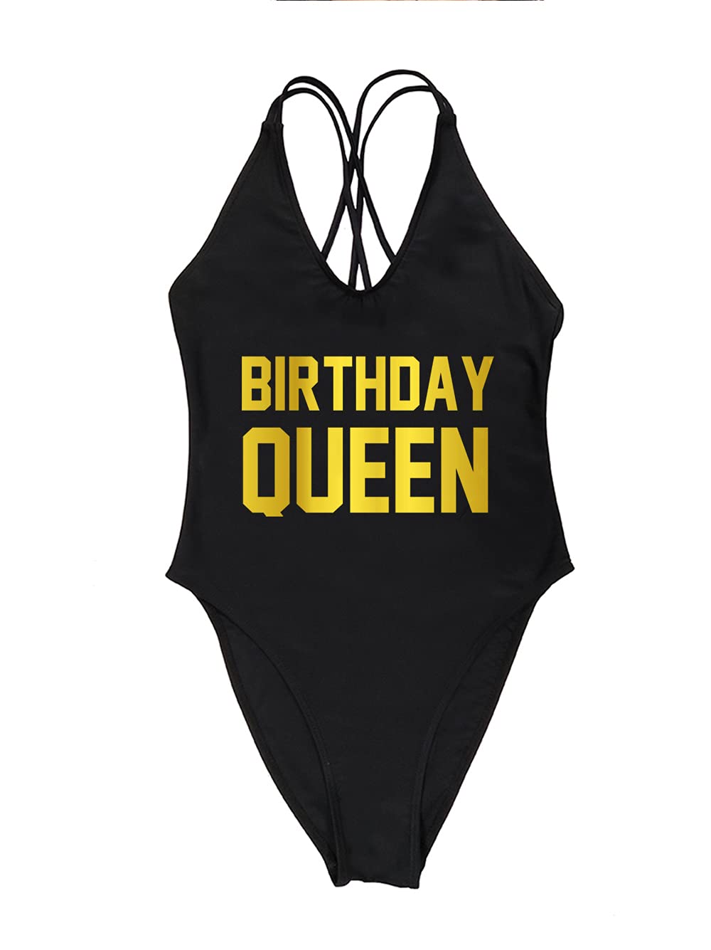 HYTENSUN Women's Criss Cross Back Birthday Slay One Piece Swimsuit Dirty 31 High Cut Bathing Suit