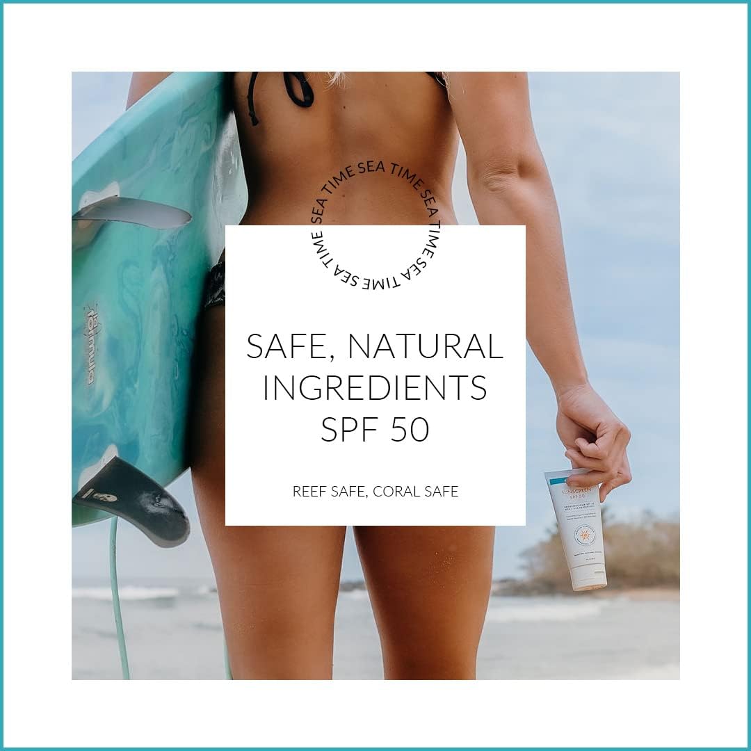 Reef Safe Sunscreen Travel Lotion SPF 50 - Mexico & Hawaii 104 Reef Act Compliant, Biodegradable, Zinc, Vitamin E, Oxybenzone & Octinoxate Free, Water Resistant, Natural Ingredients, by Coral Safe