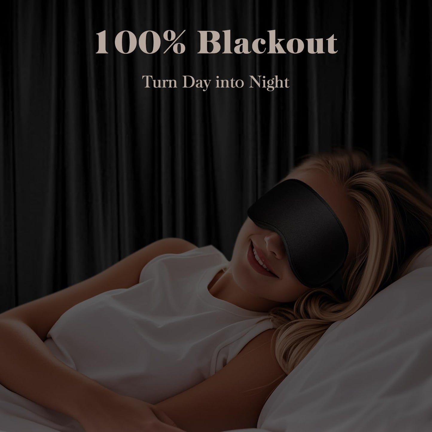 Fygrip Eye Mask Sleep Mask for Men & Women, Ultra Comfort 100% Pressure-Free & 100% Light Block-Out Eye Mask for Sleep with Easy Adjustable Strap, Night Eye Cover for Travel, Black