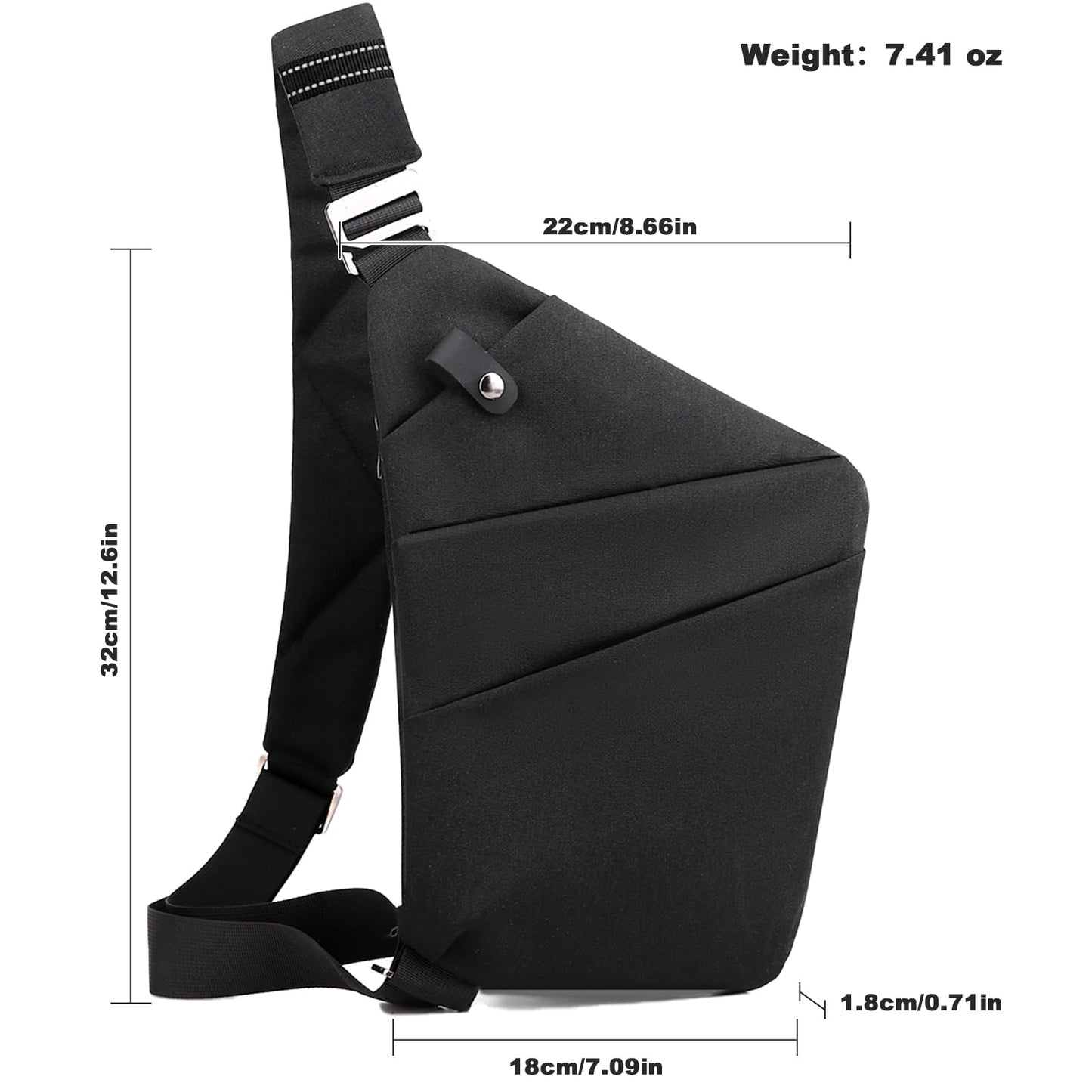 Anti Theft Travel Bag, One Shoulder large Capacity Cross-body Bag Chest Fashion Lightweight Sling Bag for Travel Sports Bag (Left Shoulder, Black)