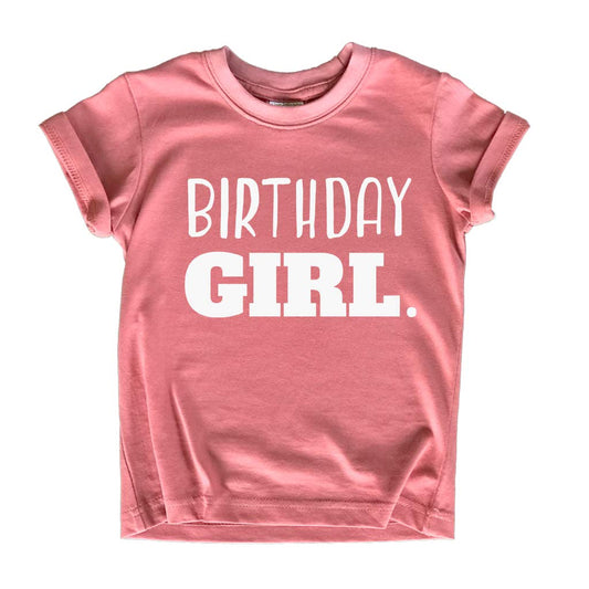 Birthday Girl Shirt Girls Birthday tee Outfit Toddler Baby 1st 2nd 3rd 4th 5th 6th 7th (White on Mauve, 12 Months)