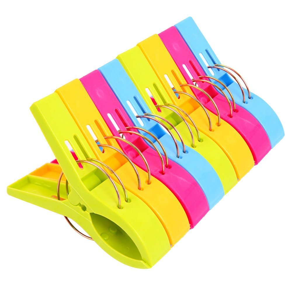 Danmu Beach Towel Clips, Beach Clips, Towel Clips for Beach Chairs Cruise, Heavy Duty Clothes Pins-Keep Your Towel from Blowing Away, Beach Accessories for Vacation Must Haves (Multicolor-8pcs)