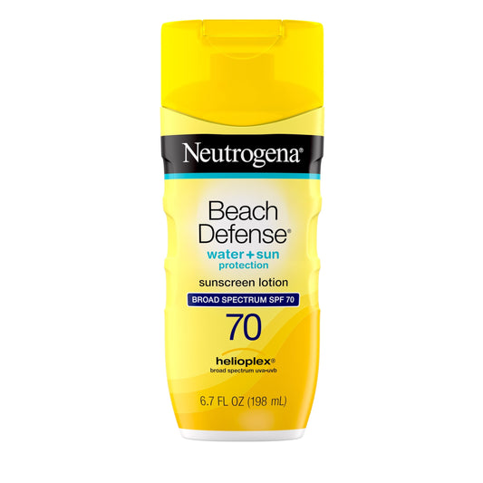 Neutrogena Beach Defense Water Resistant Sunscreen Body Lotion with Broad Spectrum SPF 70, Oil-Free and Fast-Absorbing, 6.7 oz