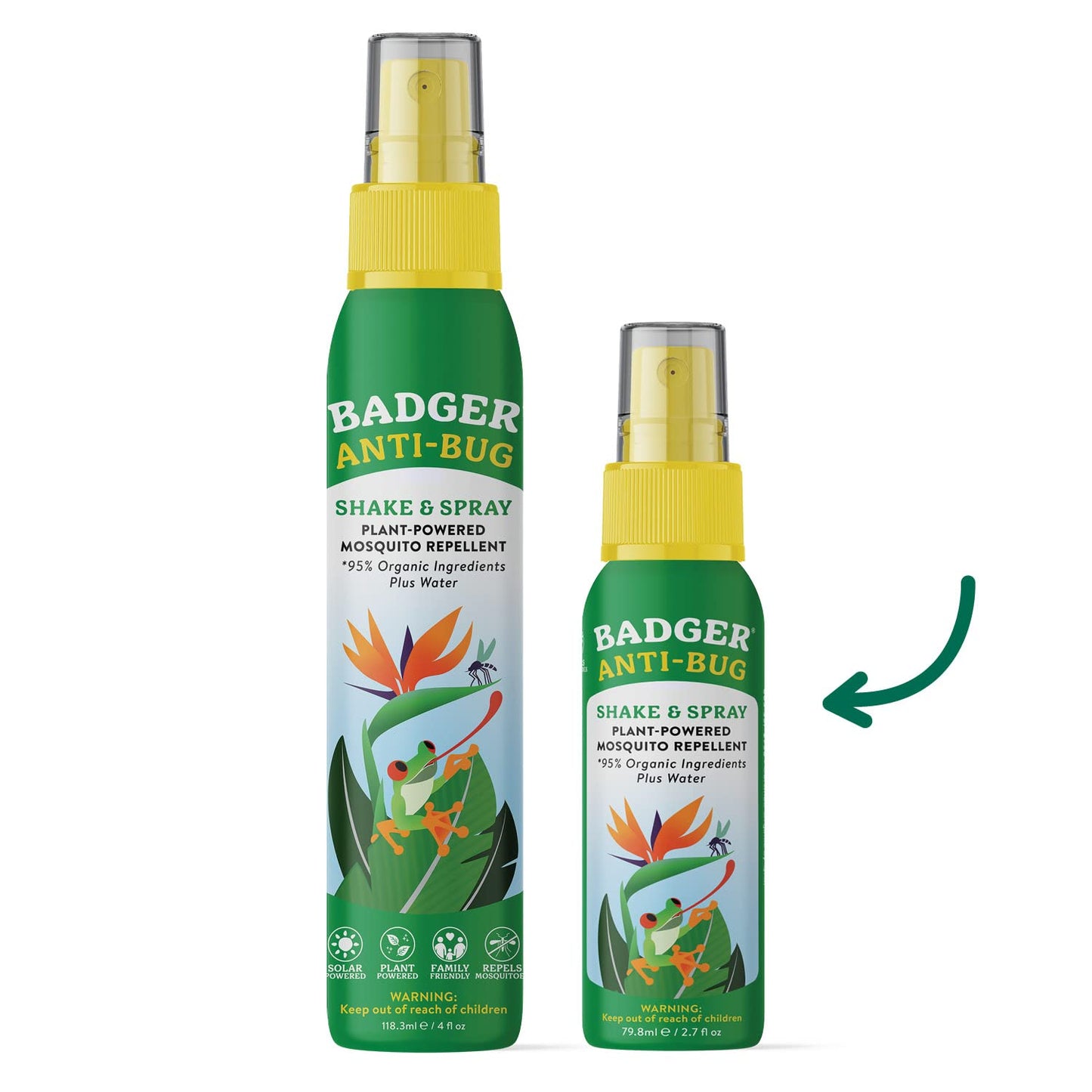 Badger Bug Spray, Organic Deet Free Mosquito Repellent with Citronella & Lemongrass, Natural Bug Spray for People, Family Friendly Bug Repellent, 2.7 fl oz (2 Pack)