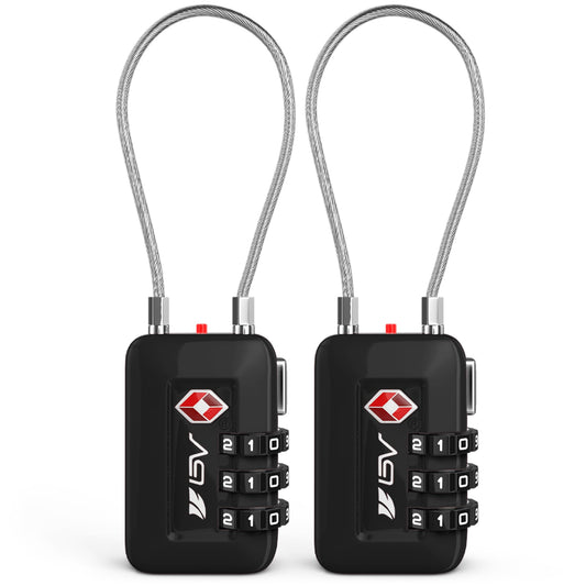 TSA Accepted Luggage Travel Lock, Set-Your-Own Combination Lock for School Gym Locker, Luggage Suitcase Baggage Locks, Filing Cabinets, Toolbox, Case (Black, 2 Pack)