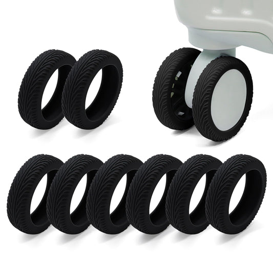 XYOFUN Luggage Wheels Covers,Silicone Luggage Wheel Protector Covers for 2-2.6 inchs 8 Spinner Wheel Suitcases,Wear-Resistant,Anti-Noise Wheel Covers(Black*8), YF018