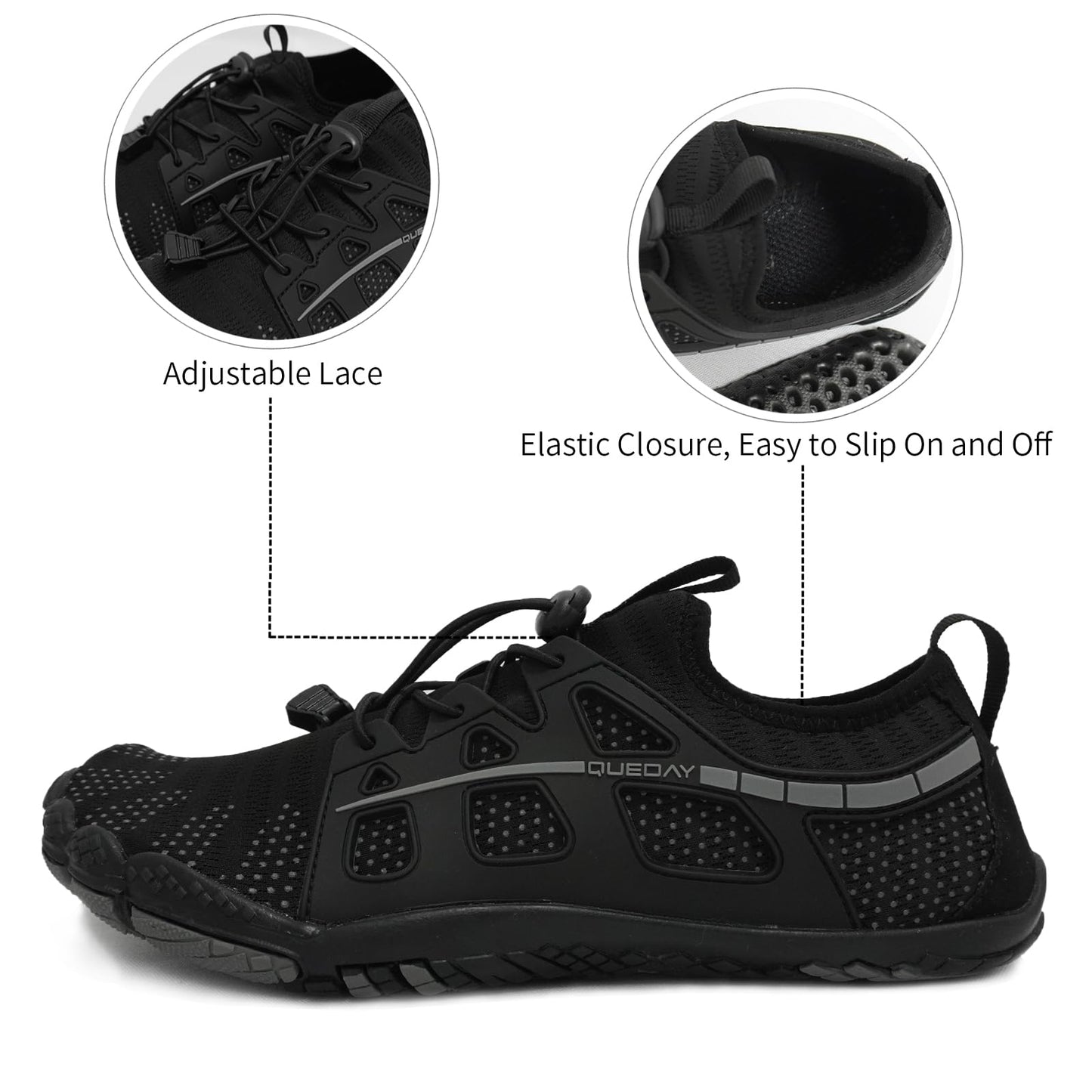 Generic Queday Water Shoes for Men Women Quick Dry Barefoot Shoes Black Athletic Lightweight Sports Aqua Socks Outdoor Swim Hiking Diving Surf Fishing Size 39