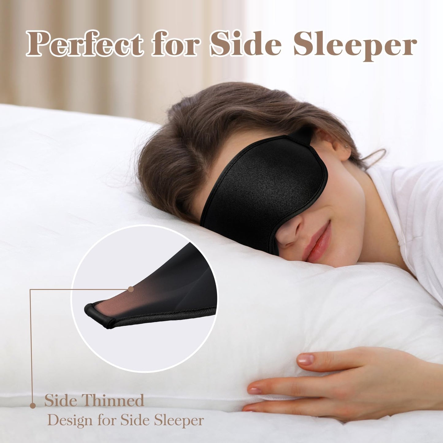 Fygrip Eye Mask Sleep Mask for Men & Women, Ultra Comfort 100% Pressure-Free & 100% Light Block-Out Eye Mask for Sleep with Easy Adjustable Strap, Night Eye Cover for Travel, Black