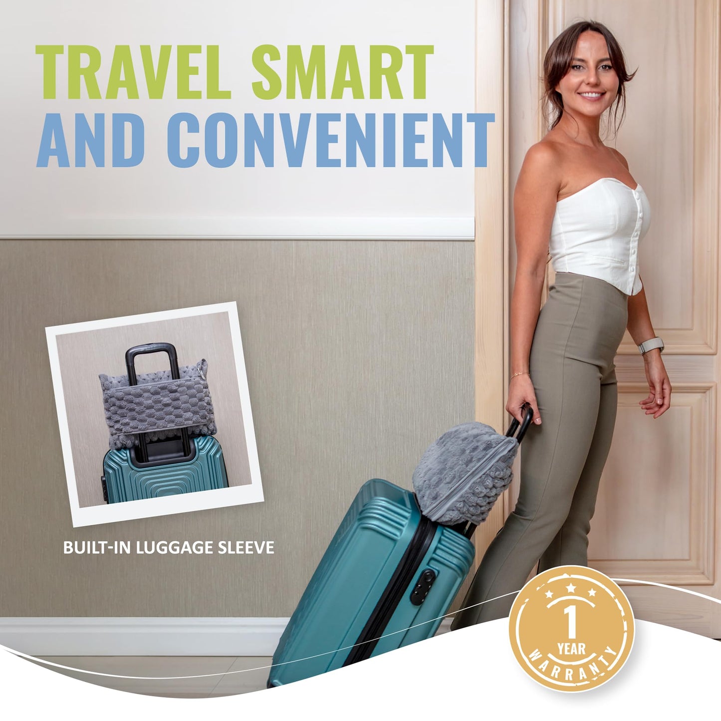 BOACAY Packable Travel Blanket for Airplane, Car - Compact Office Blanket - Portable Pillow for Adults, Kids with Case, Luggage Sleeve, Backpack Clip