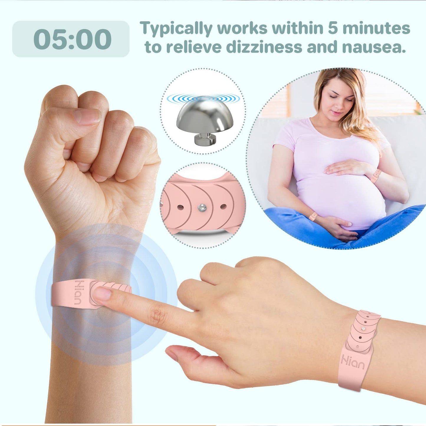 Motion Sickness Bracelets Wristband Sea Sickness for Adult Kids & Pregnant Women, Acupressure Anti Nausea Wristbands for Car Sea Air Cruise Travel Sickness, Relief Motion/Morning Sickness --2Pairs