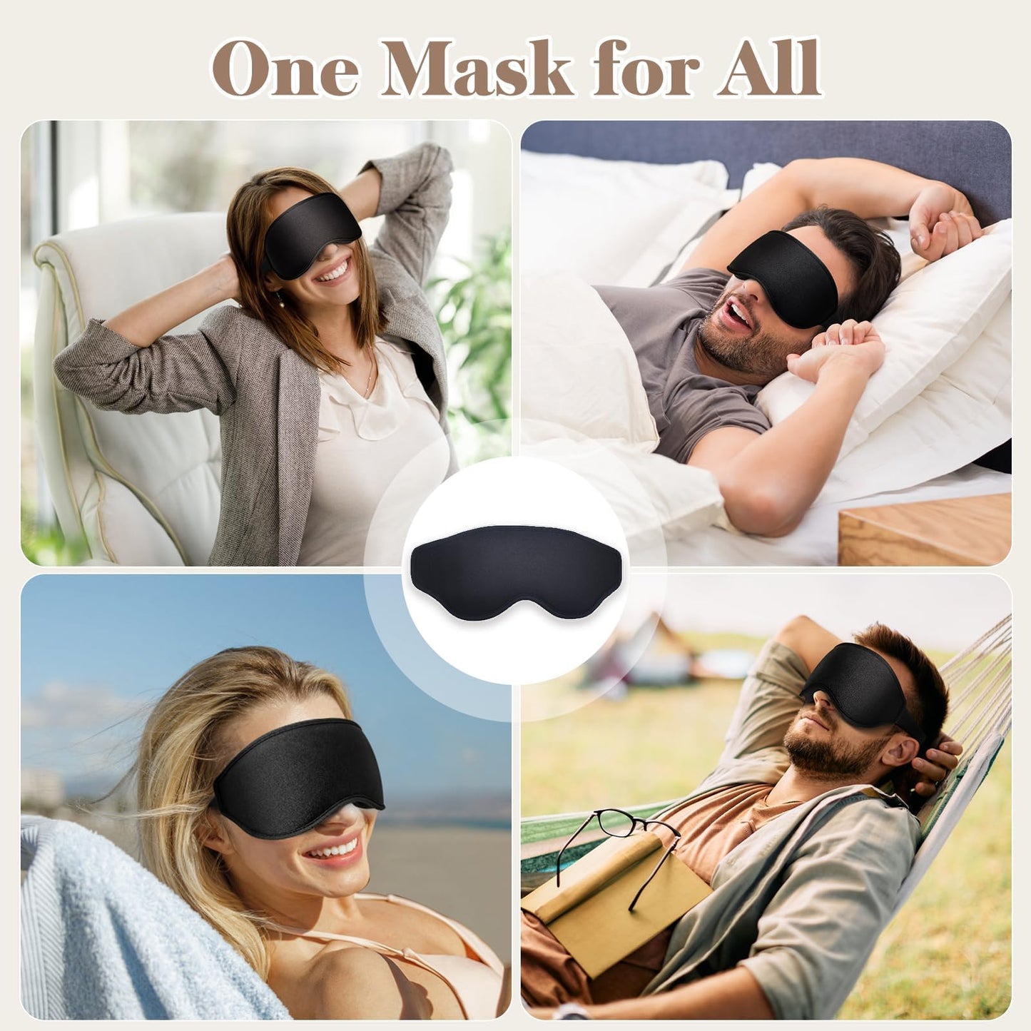 Fygrip Eye Mask Sleep Mask for Men & Women, Ultra Comfort 100% Pressure-Free & 100% Light Block-Out Eye Mask for Sleep with Easy Adjustable Strap, Night Eye Cover for Travel, Black