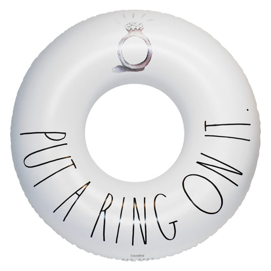 Coconut Float Rae Dunn x CocoNut Float 'Put a Ring On It' Ring Float - Adult Size Large 48 Inch Inflatable Raft & Durable Water Inner Tube - Stable Ride-On for Summer Parties & Swim Events