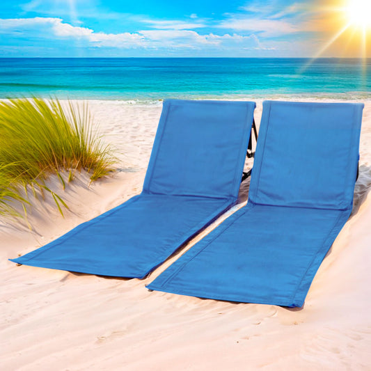 UNIPRIDE Lightweight Beach Chair for Adults (Set of 2) - Portable Beach Lounger I Ideal Tanning Mat for Sunbathing I Easy to Fold and Carry - Blue