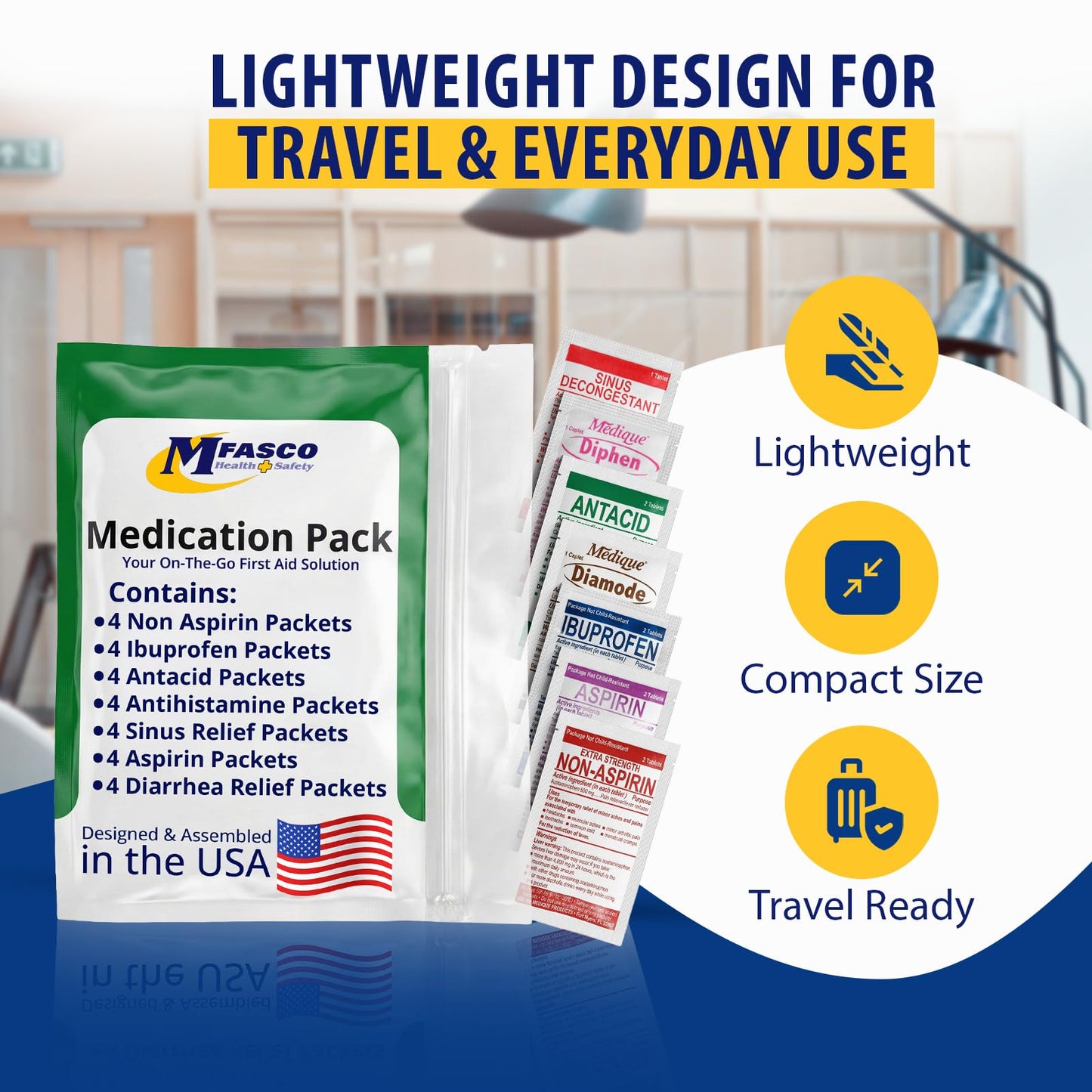 MFASCO 7 in 1 Travel Size Medicine Kit - TSA Approved
