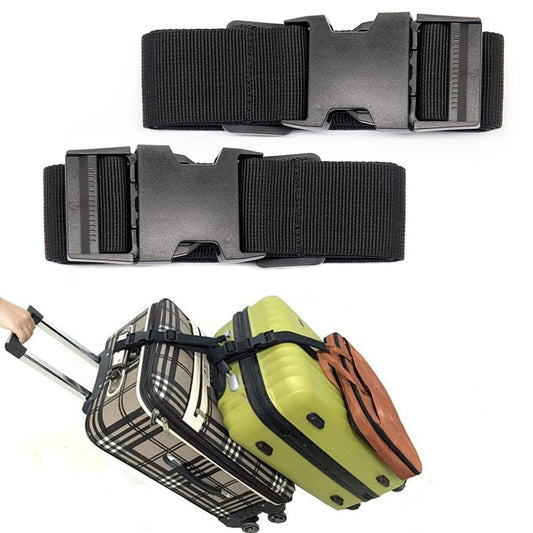 Luggage Straps for Suitcases TSA Approved, Travel Accessories to Connect Two Suitcase, Add A Bag Luggage Strap for Carry On Your 3 Luggages Adjustable Buckle Belt, 2Pack Black