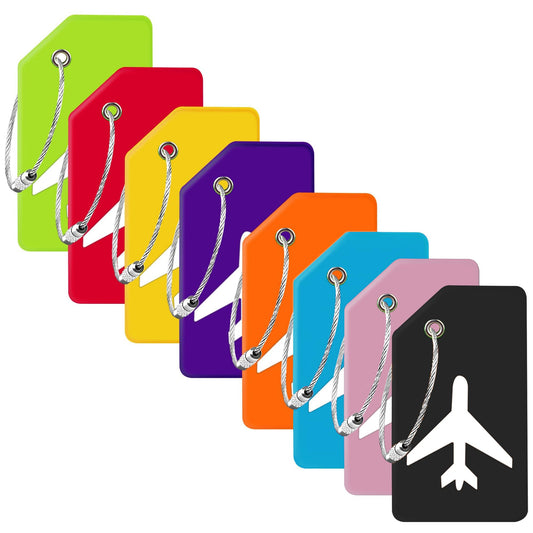 8 Pack Silicone Luggage Tag for Suitcases with Stainless Loop, TSA Approved, Privacy Protection Travel Essentials Bag Tags by Gostwo, Mixed Color