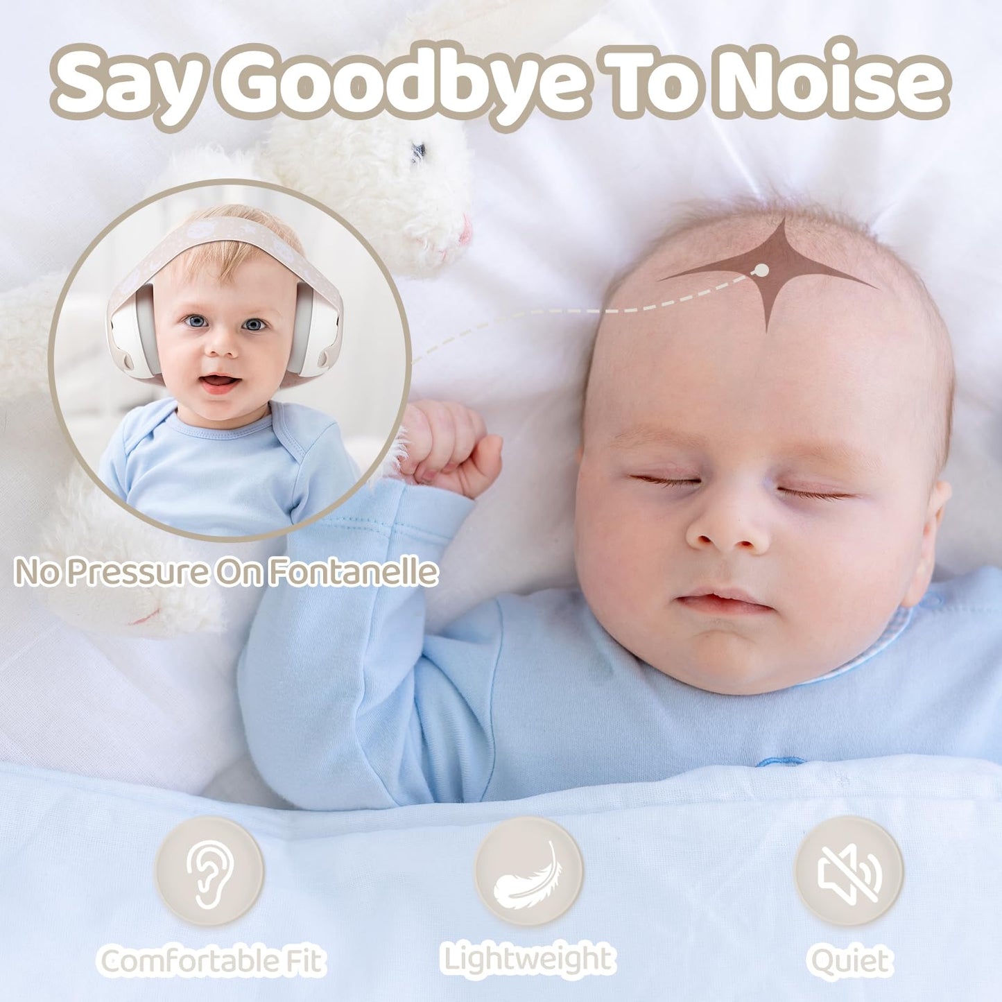 YomauiYee Baby Headphones-Infant Ear Protection for Babies 0-36 Months, 25dB NRR Baby Noise Cancelling Headphones with Little Bear Design,Baby Airplane Essentials for Travel/Improves Sleep/Outdoor