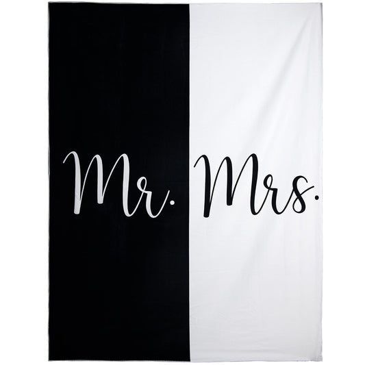 Ethisa Mr and Mrs Beach Towel - Honeymoon Just Married Towel For Beach - Wedding Gift for Newlywed Couple - Shareable Bride and Groom Towel Set - Thin Travel Friendly His and Her Beach Towel - 78"x59"