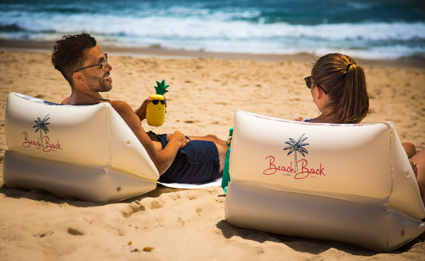 BeachBack Inflatable Beach Lounger - Beach Chair with Adjustable Back Support - Portable and Lightweight Air Sofa Chair for Lawn or Anywhere Outdoors