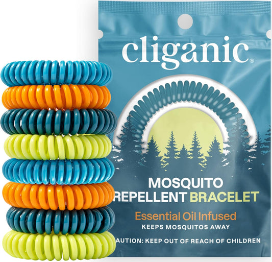 Cliganic 20 Pack Mosquito Repellent Bracelets, DEET-Free Bands, Individually Wrapped (Packaging May Vary)