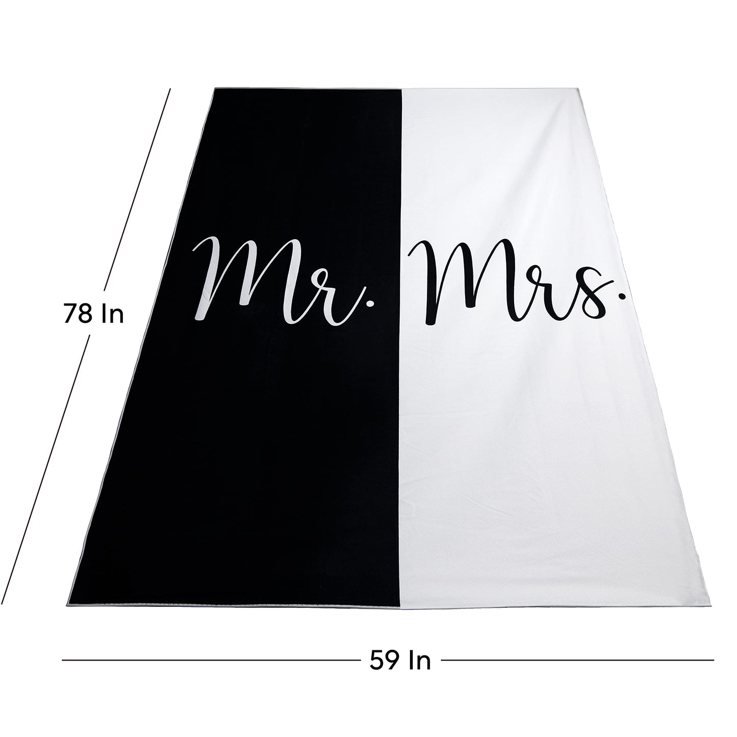 Ethisa Mr and Mrs Beach Towel - Honeymoon Just Married Towel For Beach - Wedding Gift for Newlywed Couple - Shareable Bride and Groom Towel Set - Thin Travel Friendly His and Her Beach Towel - 78"x59"