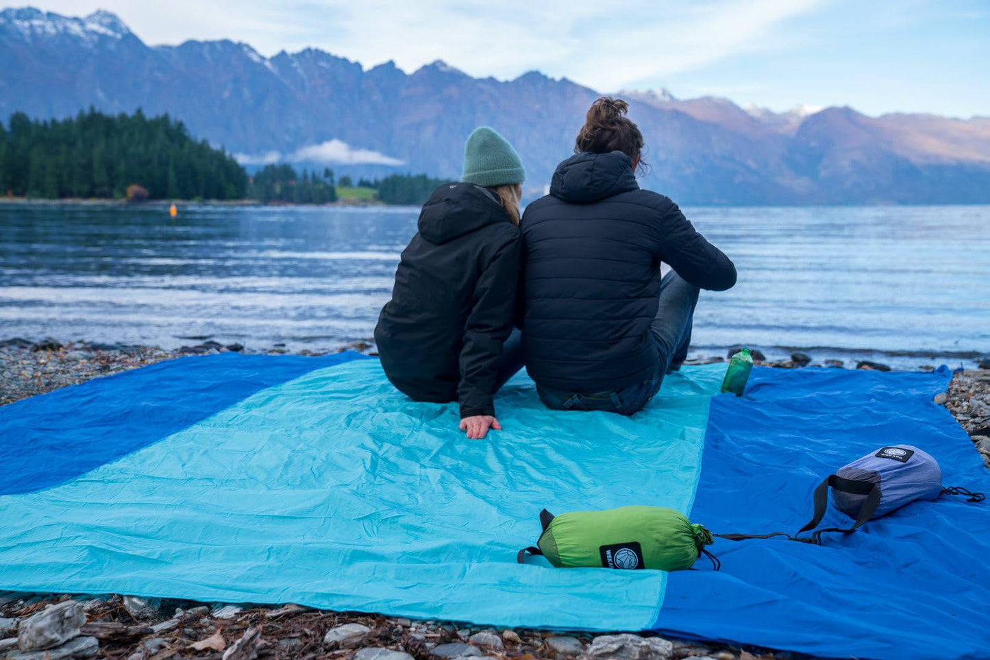 Wekapo Beach Blanket Sandproof, Extra Large Oversized 10'X 9' for 2-8 Adults, Big & Compact Sand Free Mat Quick Drying, Lightweight & Durable with 6 Stakes & 4 Corner Pockets