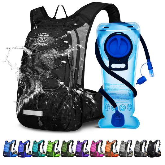 Mothybot Hydration Pack, Insulated Hydration Backpack with 2L BPA Free Water Bladder and Storage, Hiking Backpack for Men, Women, Kids for Running, Cycling, Camping - Keep Liquid Cool up to 5 Hours