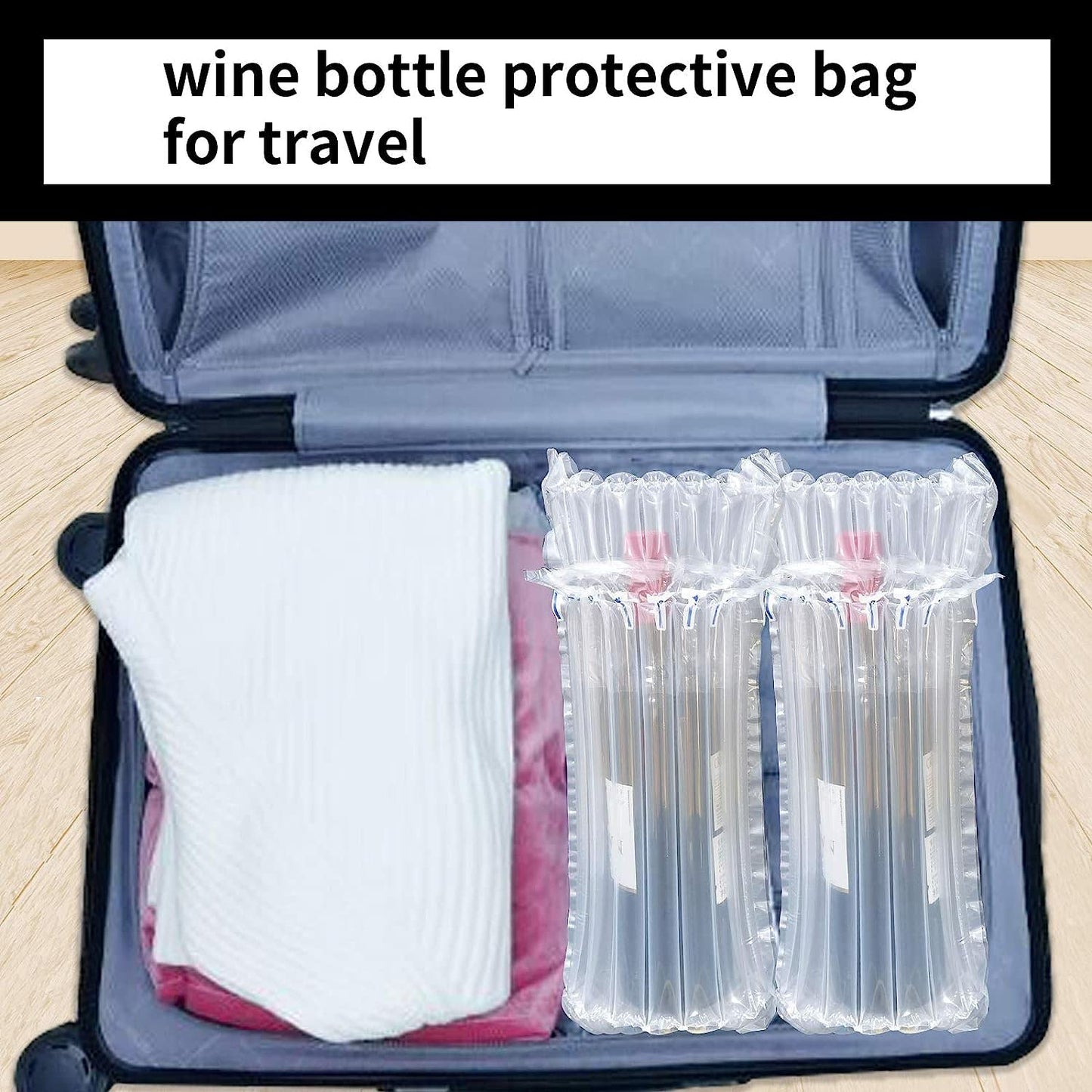 Wine Bottle Travel Protector Bags, Conilly 10 Packs Inflatable Air Column Packaging Bubble Bag with Free Inflator Pump, Reusable Wine Bottle Protector,Safe Choice for Wine Transportation