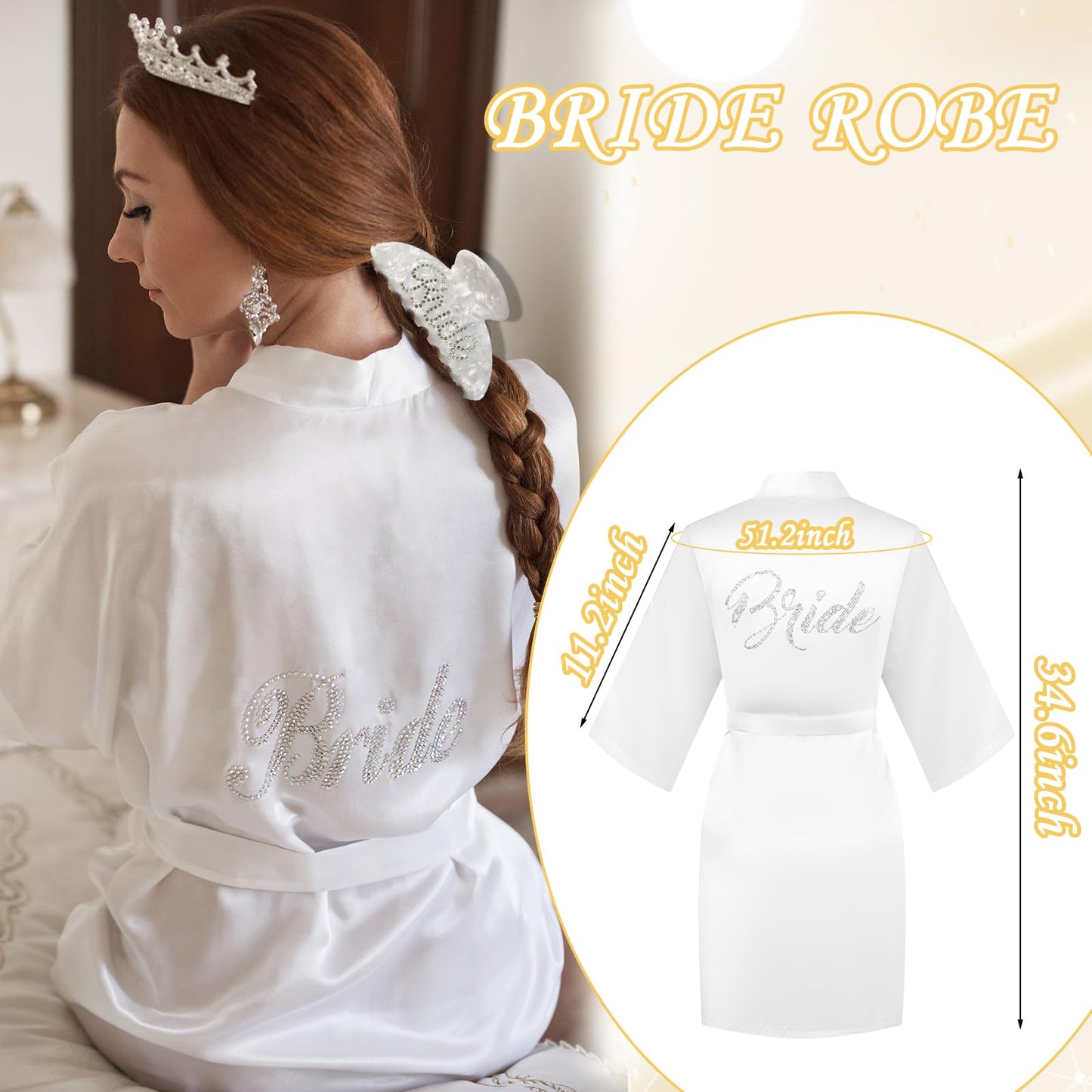 Tkifoda Bride to Be Gifts, Bridal Shower Gifts, Wedding Gifts, Bride Tote Bag Bride Makeup Bag Bride Robe Bride Slippers Bride Hair Clip I Do Slippers Wedding Robe Bride Cosmetic Bag