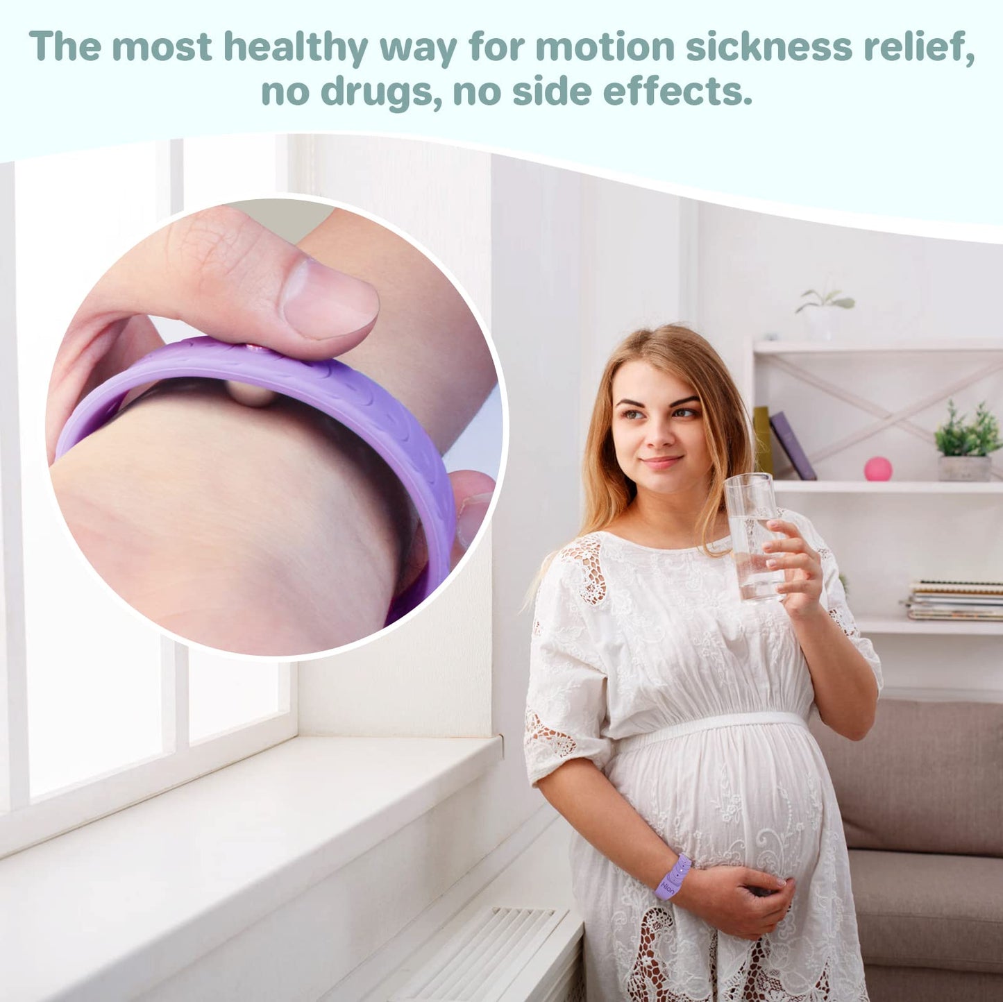 Motion Sickness Bracelets Wristband Sea Sickness for Adult Kids & Pregnant Women, Acupressure Anti Nausea Wristbands for Car Sea Air Cruise Travel Sickness, Relief Motion/Morning Sickness --2Pairs