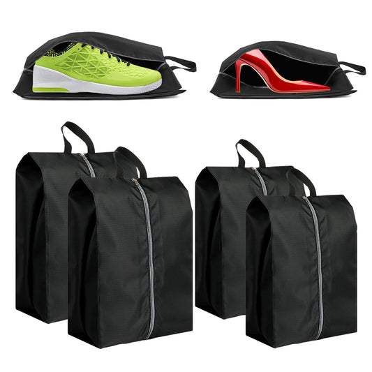 MiHeeHome Shoe Bags for Travel - 4 Pack Extra Large Waterproof Travel Shoe Bag for Men & Women with Zipper & Handle - Travel Essentials, Portable Packing for Gym, Storage for Luggage, Closet