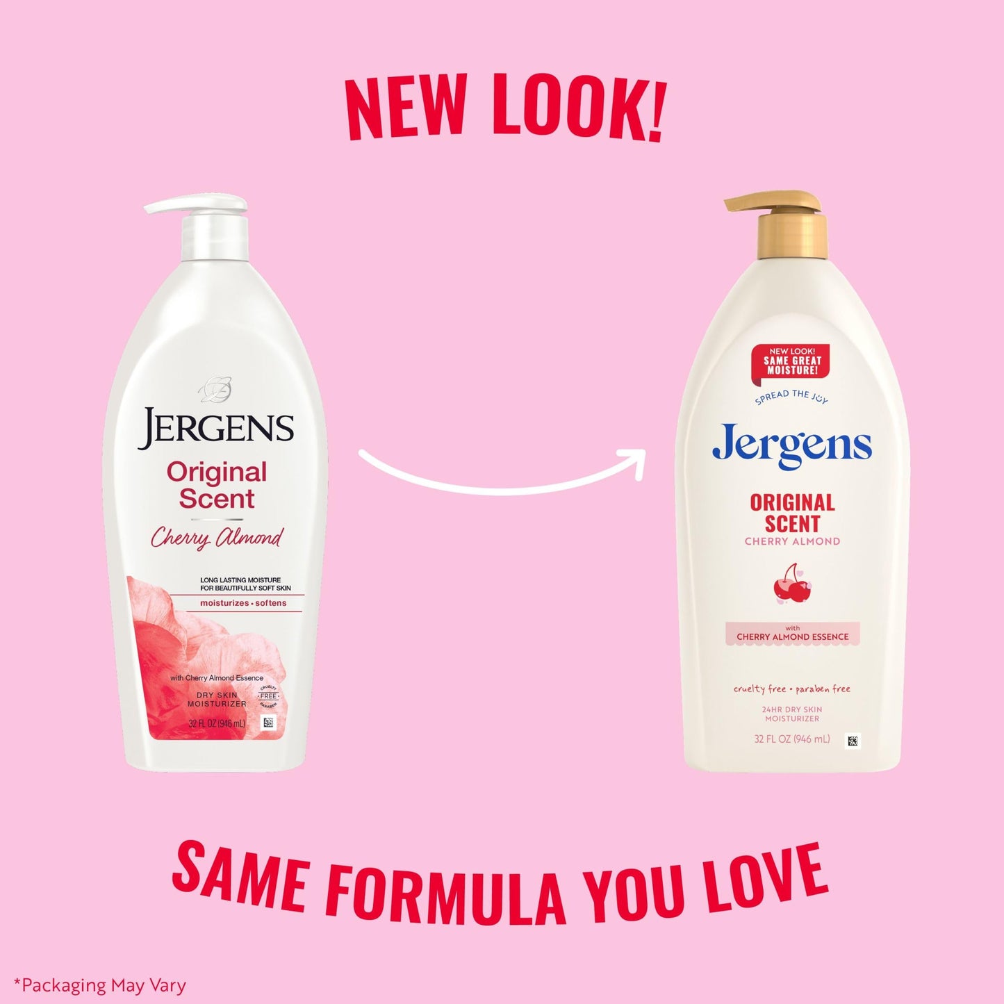 Jergens Cherry Almond Hand & Body Lotion, Dry Skin, 32 fl oz