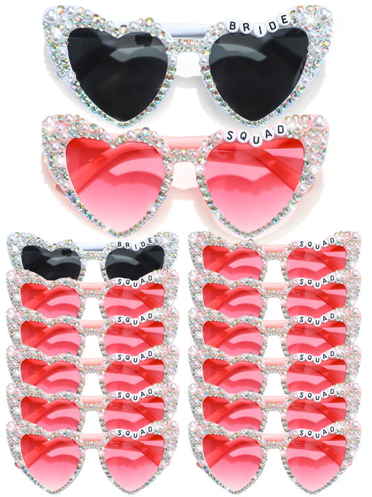 Mootycapa 12 Pcs Bachelorette Party Sunglasses for Bridesmaids Bride Sunglasses for Wedding Party Favors(Bride Squad)