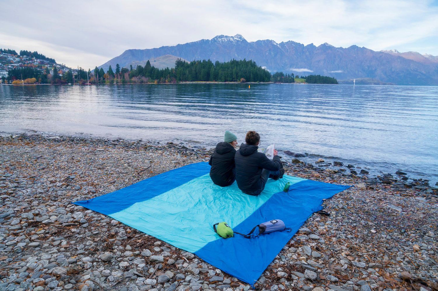 Wekapo Beach Blanket Sandproof, Extra Large Oversized 10'X 9' for 2-8 Adults, Big & Compact Sand Free Mat Quick Drying, Lightweight & Durable with 6 Stakes & 4 Corner Pockets