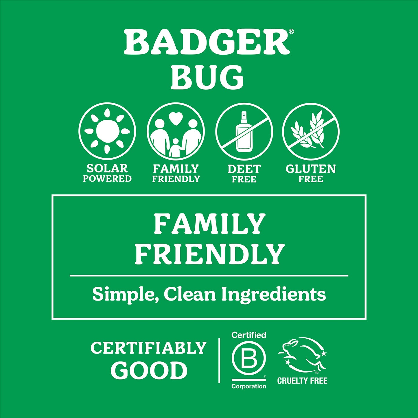 Badger Bug Spray, Organic Deet Free Mosquito Repellent with Citronella & Lemongrass, Natural Bug Spray for People, Family Friendly Bug Repellent, 2.7 fl oz (2 Pack)