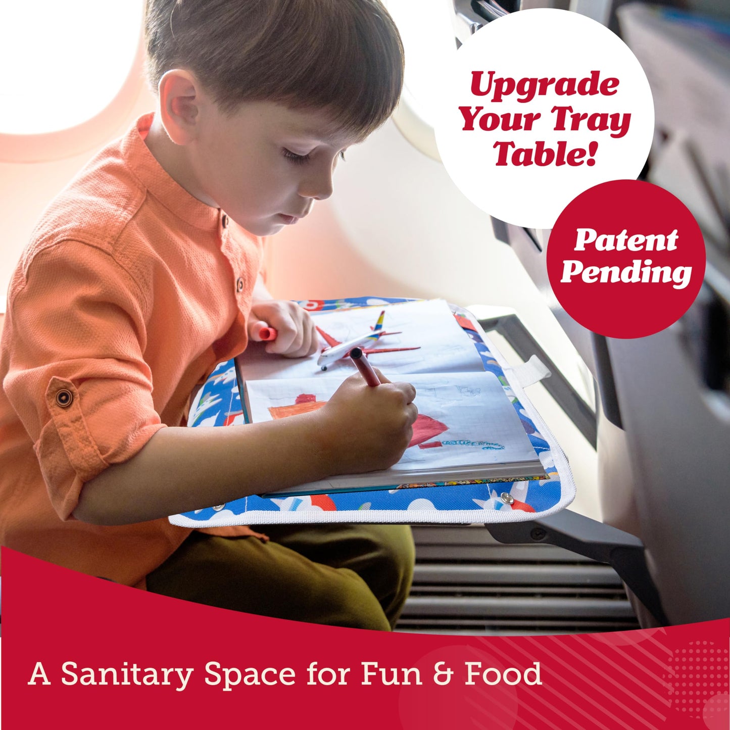 Lusso Gear Kids Travel Tray Table Cover with Pockets - Airplane or Train Travel Essentials for Toddlers - Must-Haves for Flying (Unicorns) - Toddler Must Haves