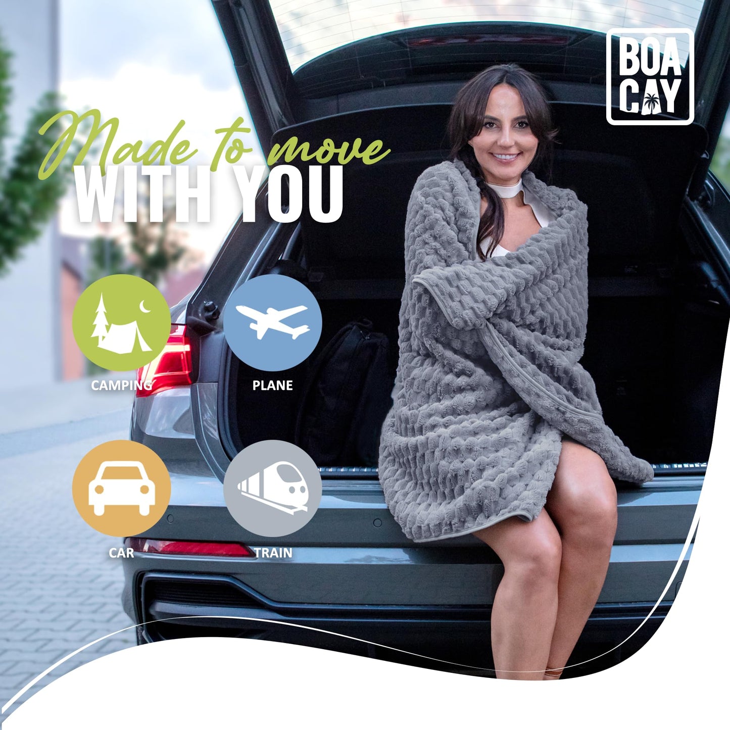 BOACAY Packable Travel Blanket for Airplane, Car - Compact Office Blanket - Portable Pillow for Adults, Kids with Case, Luggage Sleeve, Backpack Clip