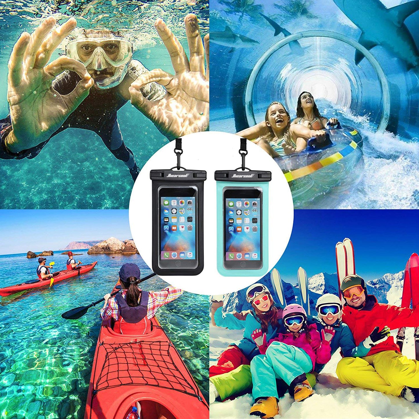 Hiearcool Waterproof Phone Pouch, Waterproof Phone Case for iPhone 16 15 14 13 Pro Max, IPX8 Cellphone Dry Bag Beach Cruise Ship Essentials 2Pack-8.3"