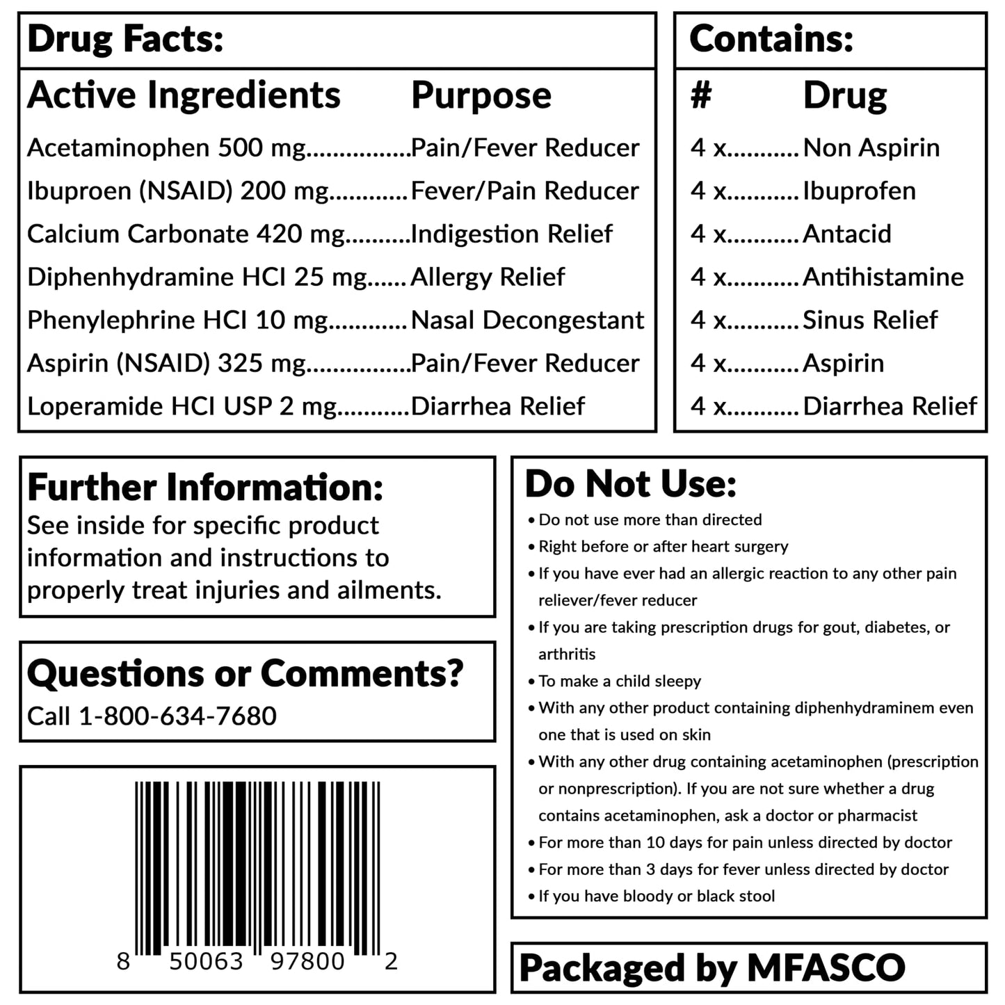 MFASCO 7 in 1 Travel Size Medicine Kit - TSA Approved