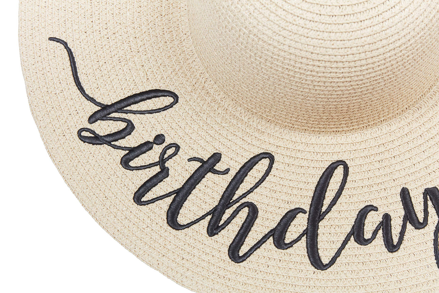 Womens Embroidered Straw Sun Floppy Hat Birthday Gift Party Favor (Birthday Girl)