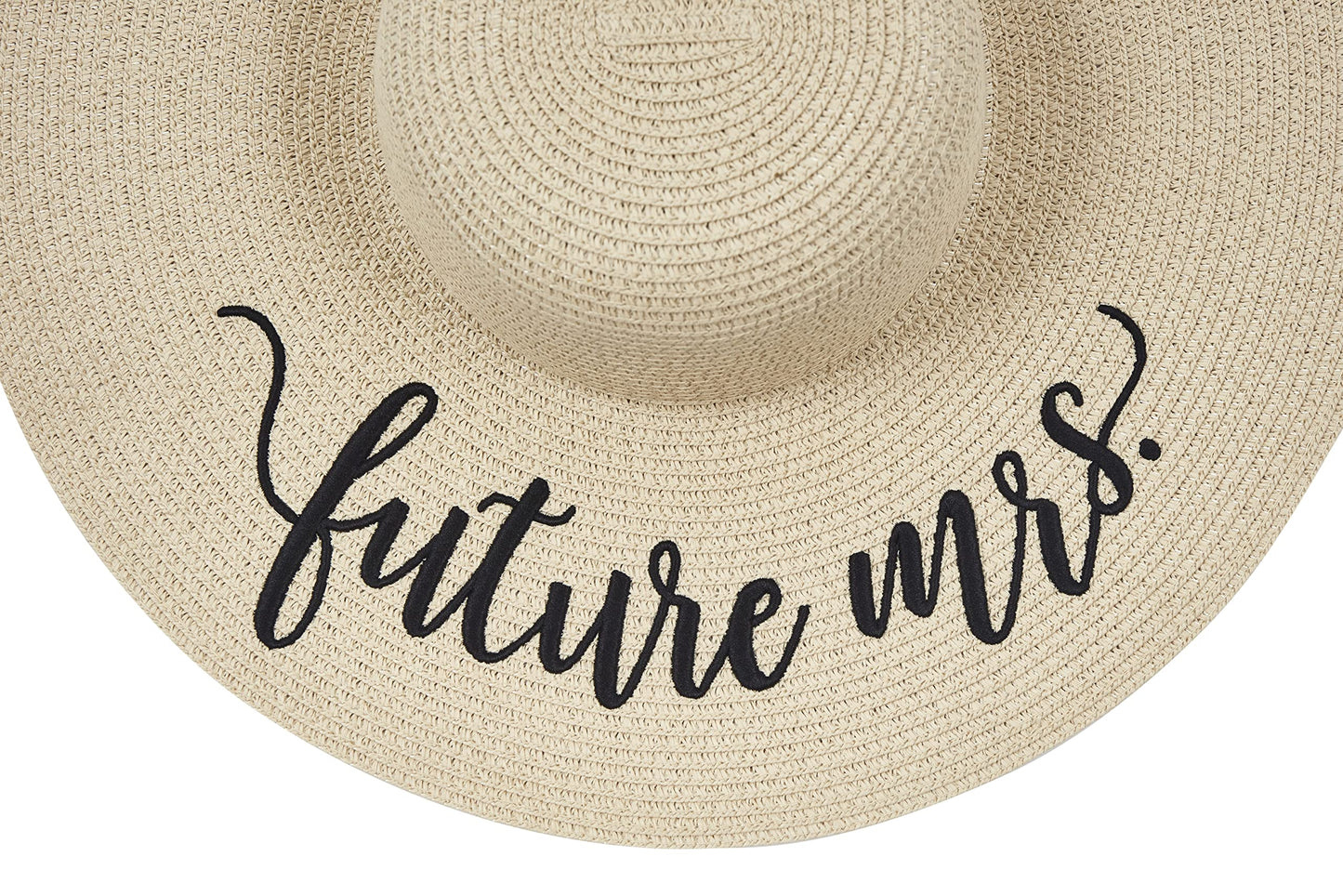 Womens Embroidered Straw Sun Hat Bridal Shower Gift Bachelorette Favor Honeymoon (Future Mrs.)