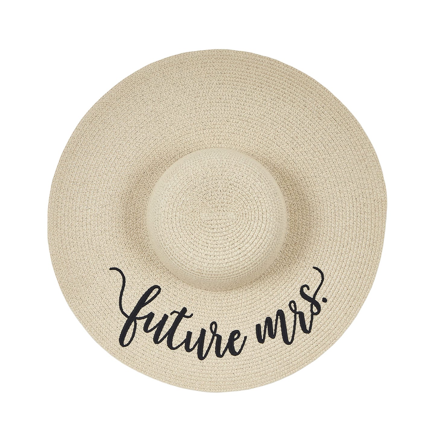 Womens Embroidered Straw Sun Hat Bridal Shower Gift Bachelorette Favor Honeymoon (Future Mrs.)