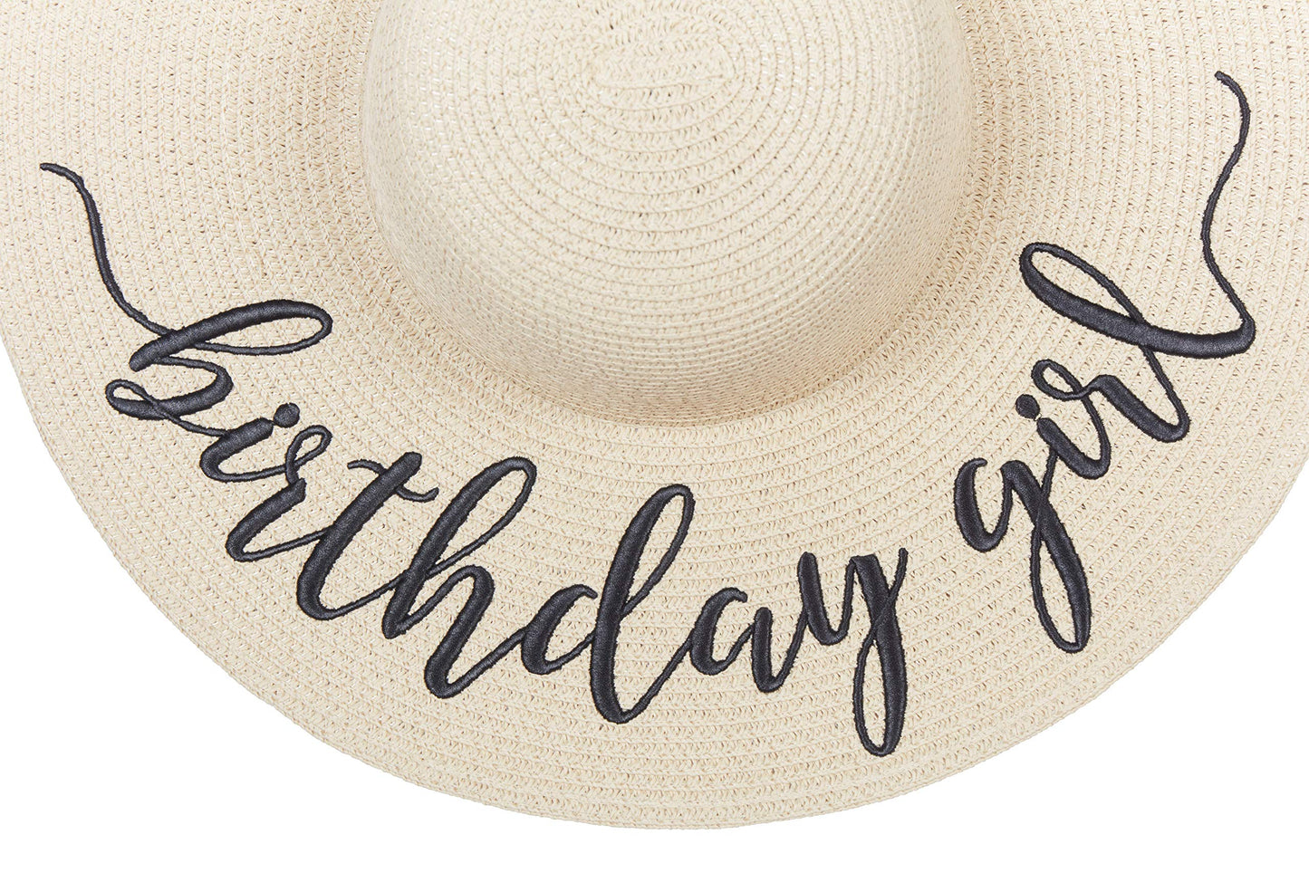 Womens Embroidered Straw Sun Floppy Hat Birthday Gift Party Favor (Birthday Girl)